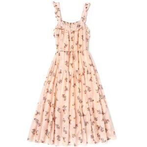 Lali Blush Pink Floral Butterfly Midi Dress Size Medium